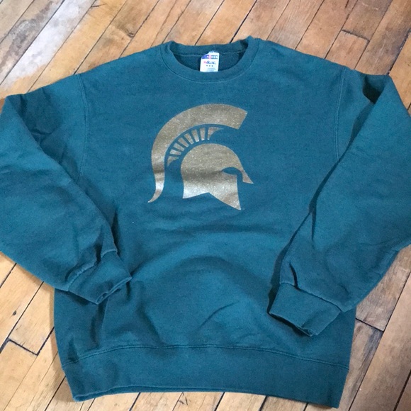 Jerzees Other - Michigan State Spartans Jerzees Green Crewneck Sweater with Gold Logo